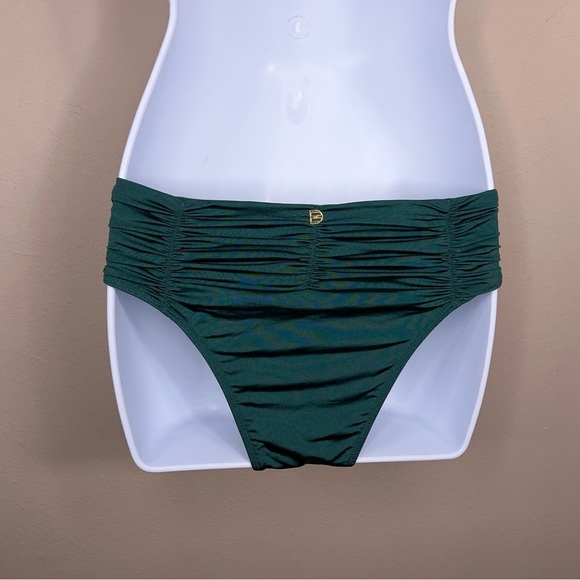 Small Despi Green Ruched Swim Bottom Emerald Textured Stretch Swimwear Beach - Picture 7 of 15
